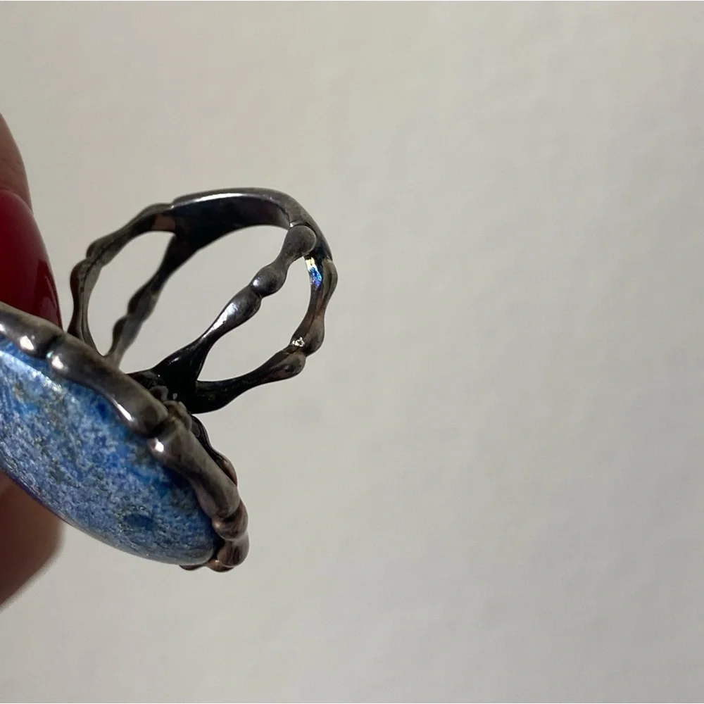 Sterling silver ring with genuine gemstone, size 7.5 US